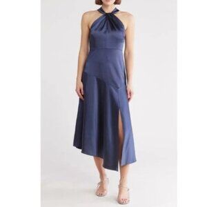 Ted Baker Satin navy blue halter dress, size 2. Great for wedding guest.